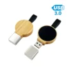 Bamboo Round LED Logo USB with Strap 64GB V. 3.0