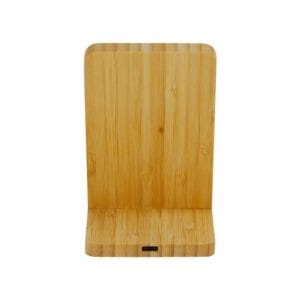 Bamboo Fast Wireless Charger Stand 15W with LED Logo - Image 5