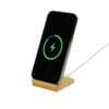 Bamboo Fast Wireless Charger Stand 15W with LED Logo - Image 4