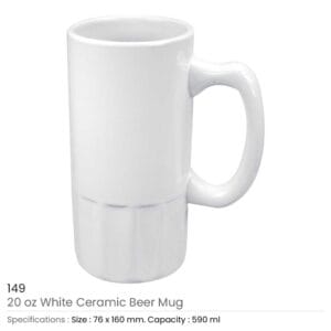 Ceramic Beer Mugs – Custom White Ceramic Promotional Beer Mugs 590 ml - Image 3