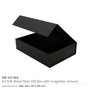 Black Plain Gift Box A3 Size with Magnetic Closure - Image 3