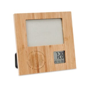 Bamboo Photo Frame with Digital Clock - Image 2