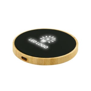 Bamboo Wireless Charger 15W Fast Charging & LED Logo - Image 2