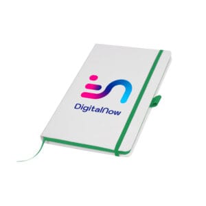 White PU Leather Cover A5 Notebooks Band Bookmark Loop - Image 2