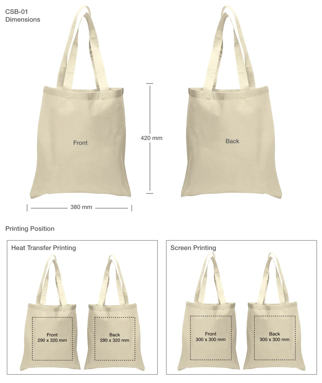 Promotional Cotton Bags 1 Cotton Bag CSB Printing Details