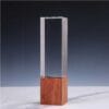 Cuboid Shaped Crystal Awards with Wooden Base - Image 4