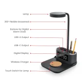 Desk Lamp with 15W Wireless Charger, Clock and Pen Holder - Image 6