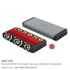 Dorniel Wireless Powerbank 10000 mAh with Light-up Logo - Image 3