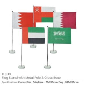 Flag with Metal Pole and Glass Base - Image 3