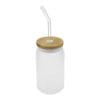 Glass Bottle with Straw and Bamboo Lid
