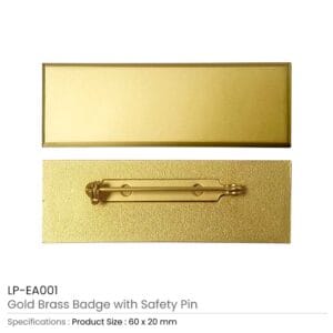 Gold Brass Badges with Safety Pin - Image 3