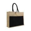 Jute Bag with Black Cotton Pocket and Handle
