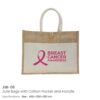 Jute Bags with Cotton Pockets & Breast Cancer Awareness Logo - Image 3