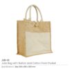 Eco-Friendly Jute Bags with Front Cotton Pocket & Button Closure - Image 3