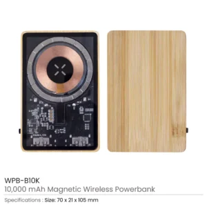 Magnetic Fast Wireless Powerbank 15W in Bamboo Casing - Image 3