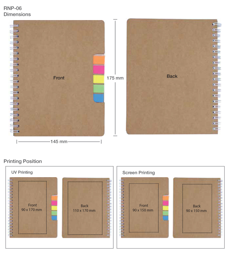 Spiral Notebook with Sticky Note and Pen 1 Notebook Printing RNP 06