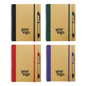 A5 Recycled Spiral Notebook with Stylus Pen & Elastic Band - Image 2