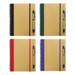 A5 Recycled Spiral Notebook with Stylus Pen & Elastic Band