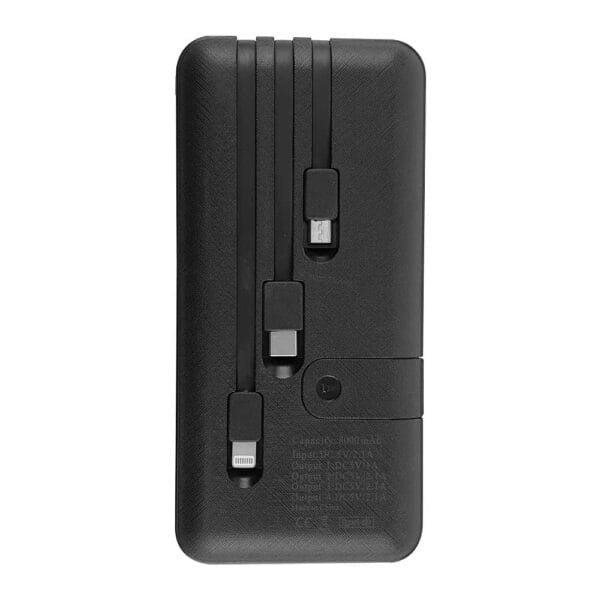 Powerbank with Inbuilt Cables 8000 mAh