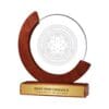 Round Moon Crystal Awards with Wooden Base - Image 2