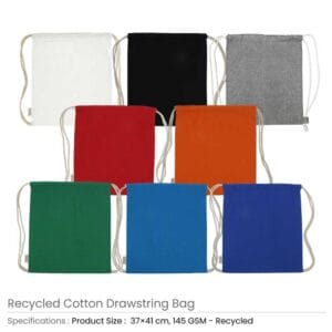 Recycled Drawstring Cotton Bags GSM 145 - Image 3