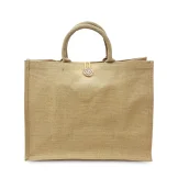 Reusable Jute Shopping Bags with Button Closure - Image 5