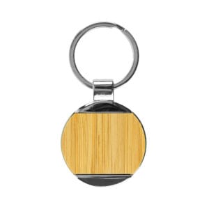 Round Bamboo & Metal Keychains 32mm - Image 4