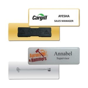 Shiny Gold and Silver Plated Metal Name Badges - Image 2