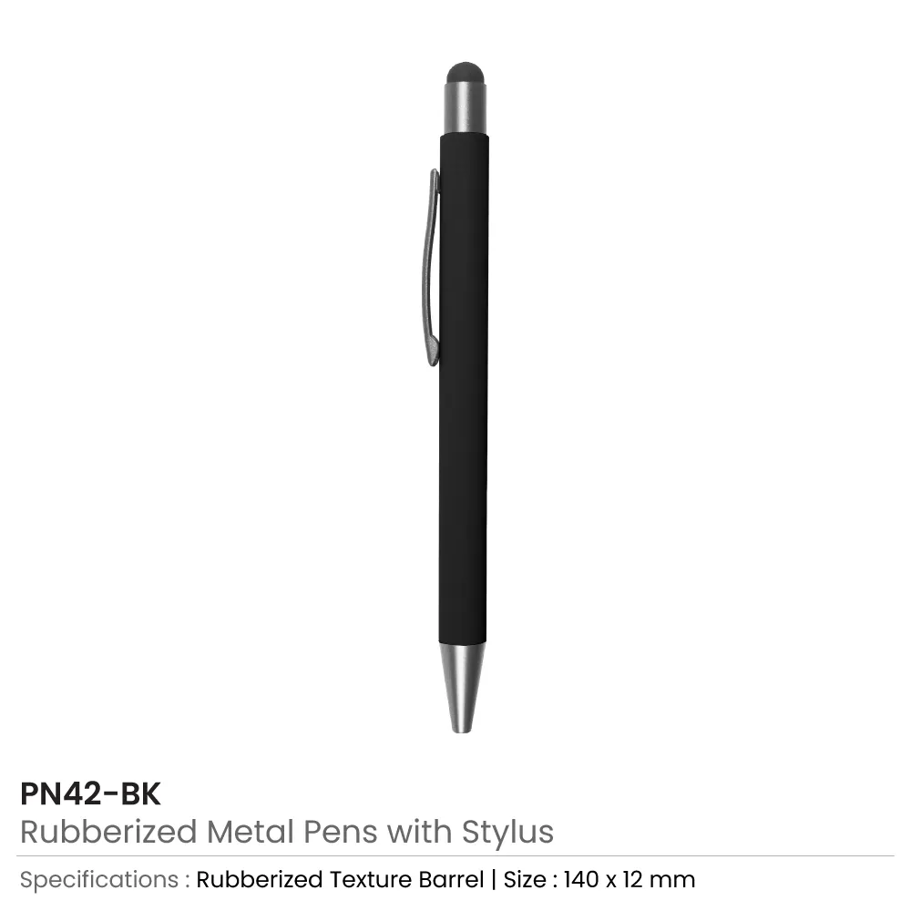 Stylus-Metal-Pen-PN42-BK Rubberized Stylus Metal Pens - Image 8