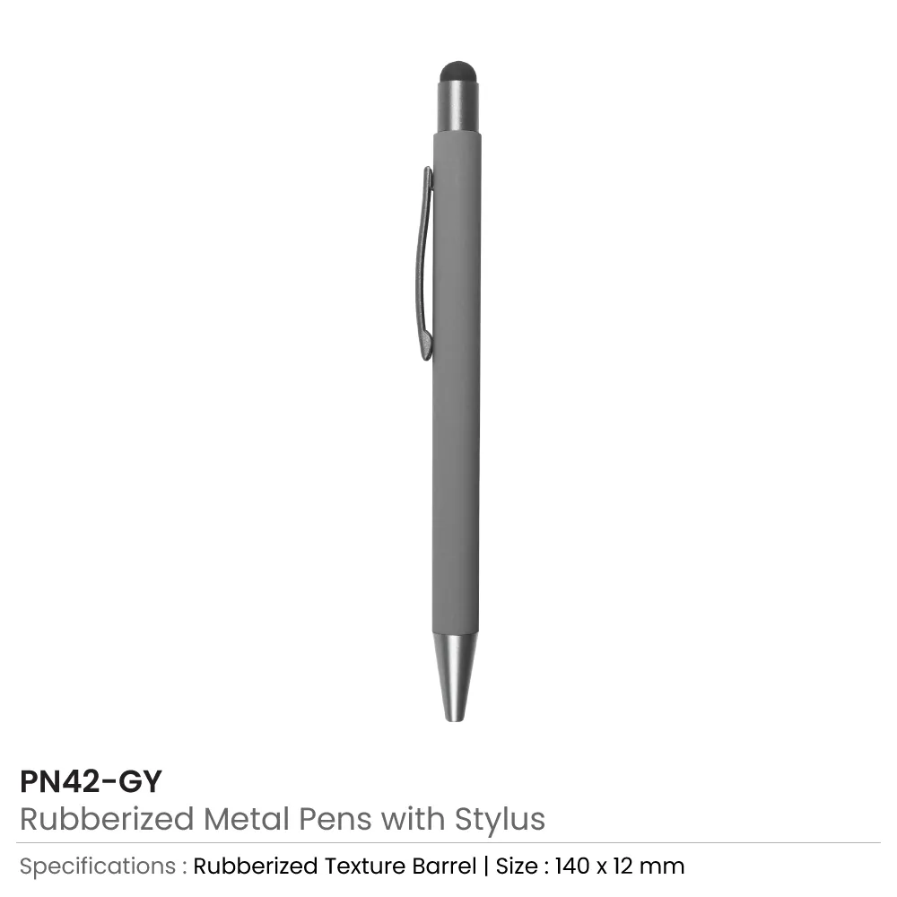 Stylus-Metal-Pen-PN42-GY Rubberized Stylus Metal Pens - Image 5