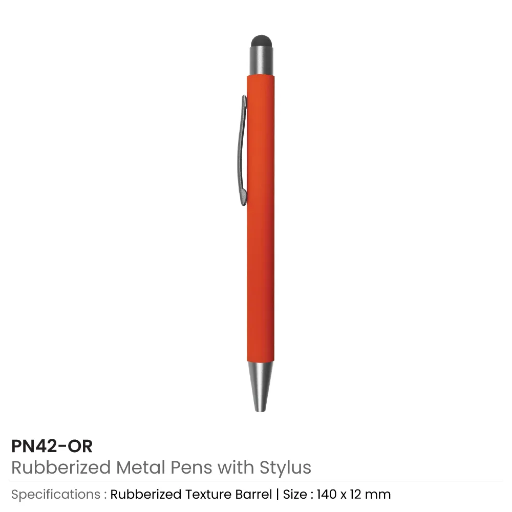 Stylus-Metal-Pen-PN42-OR Rubberized Stylus Metal Pens - Image 6
