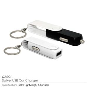 Swivel Car Charger with Keyring - Image 3