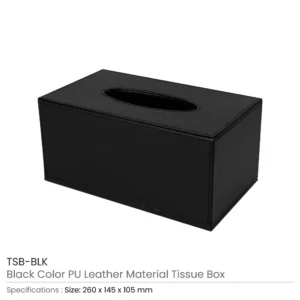 Tissue Box in PU Leather Material Black Color - Image 3