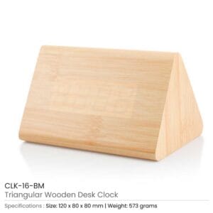 Triangular Wooden Desk Clock - Image 3