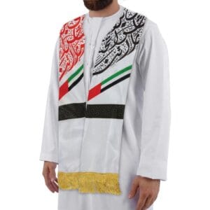 UAE Flag Polyester Scarf with Gold Tassel - Image 2