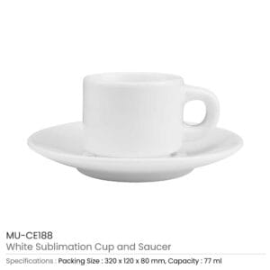 White Cup and Saucer 77ml - Image 3