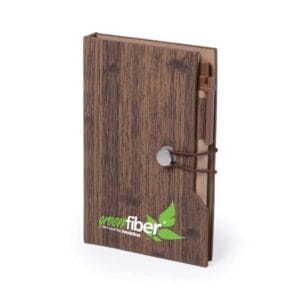 Wood Design Notebook with Sticky Note and Pen - Image 2