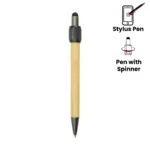 Bamboo and Metal Stylus Pens with Spinner (Blue Ink)