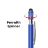 Stylus Metal Pens with Wave Design Top Spinner – Push Button (Blue Ink) - Image 3