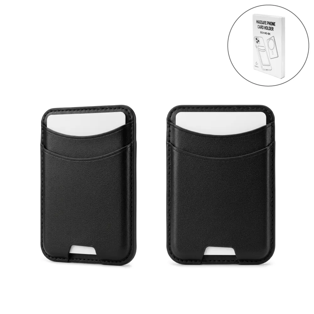 MagSafe-Phone-PU-Leather-Card-Holder-BCH-MS-BK-Blank MagSafe Phone PU Wallet Card Holder - Image 1