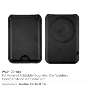 Magsafe Wireless Charger 15W with Phone Stand & Card Slot - PU Leather - Image 3