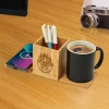 Foldable Bamboo Fast Wireless Charging Pad 15W with Mug Warmer and Pen Holder - Image 2