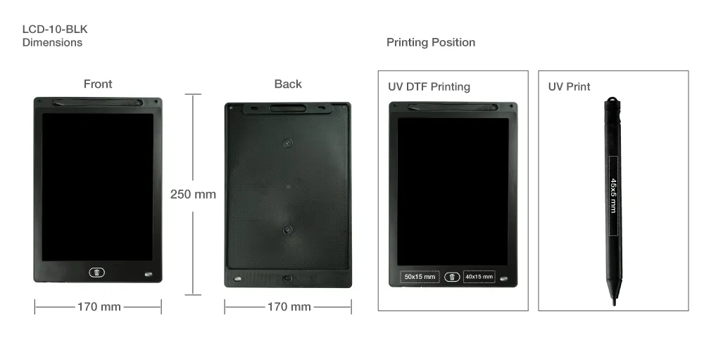 LCD Writing Tablet LCD 10 BLK Printing Details
