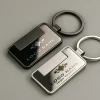 Metal Keychain Rectangle Gun Metal Matte Finish Plate - Image 2