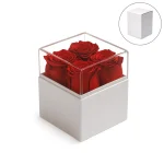 Forever Natural Flowers Gift Box White & Clear Acrylic Lid, 4Pcs Long Life Roses