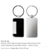 Metal Keychain Rectangle Gun Metal Matte Finish Plate - Image 3
