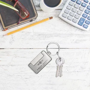Metal Keychain Rectangle Gun Metal Matte Finish Plate - Image 10