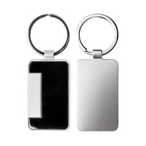 Metal Keychain Rectangle Gun Metal Matte Finish Plate - Image 5