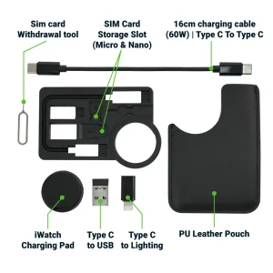 Charging Cable Kit (60W) with iWatch Charging Pad in PU Leather Pouch - Image 3