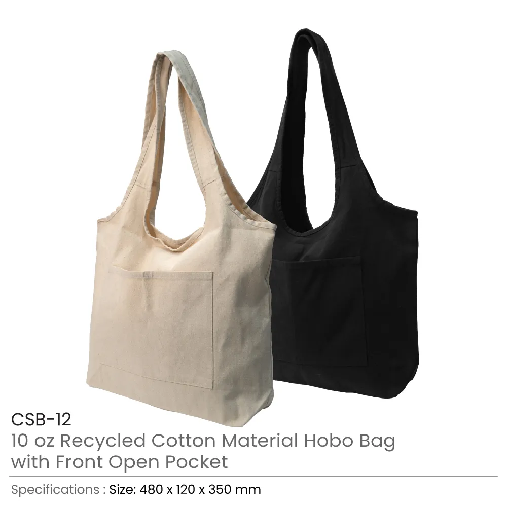 Cotton-Hobo-Bags-CSB-12-Details-2 Cotton Hobo Bags with Front Pocket, 340 GSM - Image 3